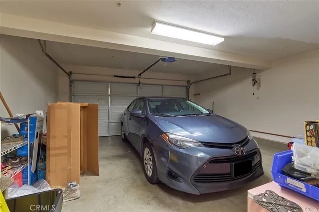 a car parked in a garage
