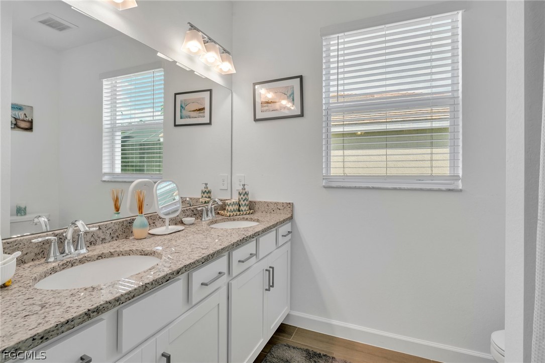 17388 Walnut Run Drive Alva, FL 33920 - Photo 12 of 24 a bathroom with a granite countertop sink and a window