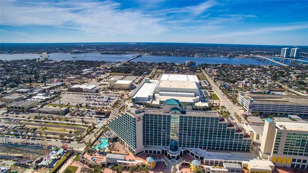 an aerial view of a building