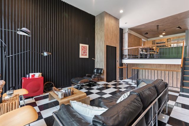 a living room with furniture