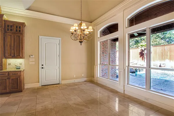 a large room with chandelier