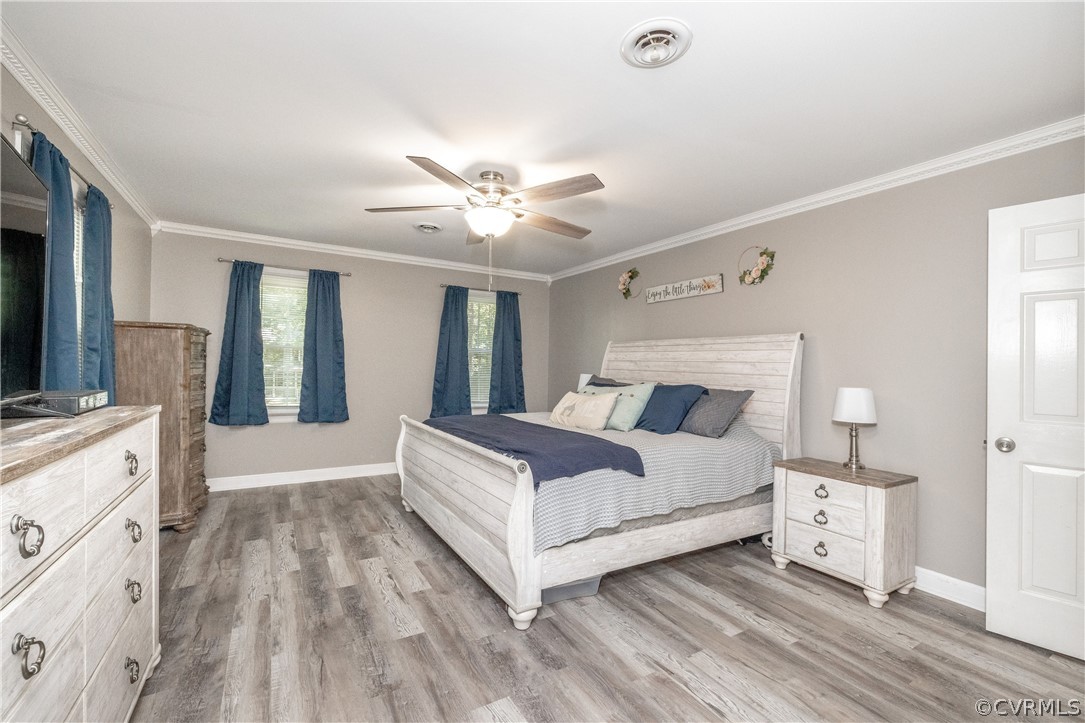 13907 Barnes Spring Road Midlothian, VA 23112 - Photo 20 of 43 a spacious bedroom with a large bed and a chandelier