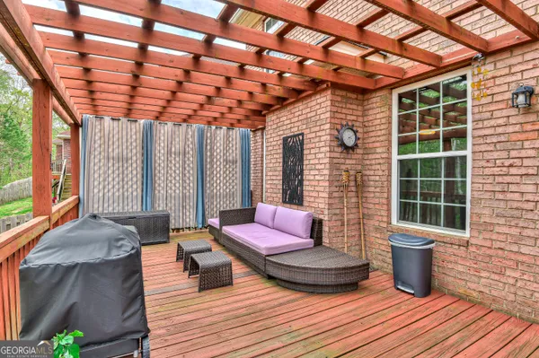 a view of porch with seating space