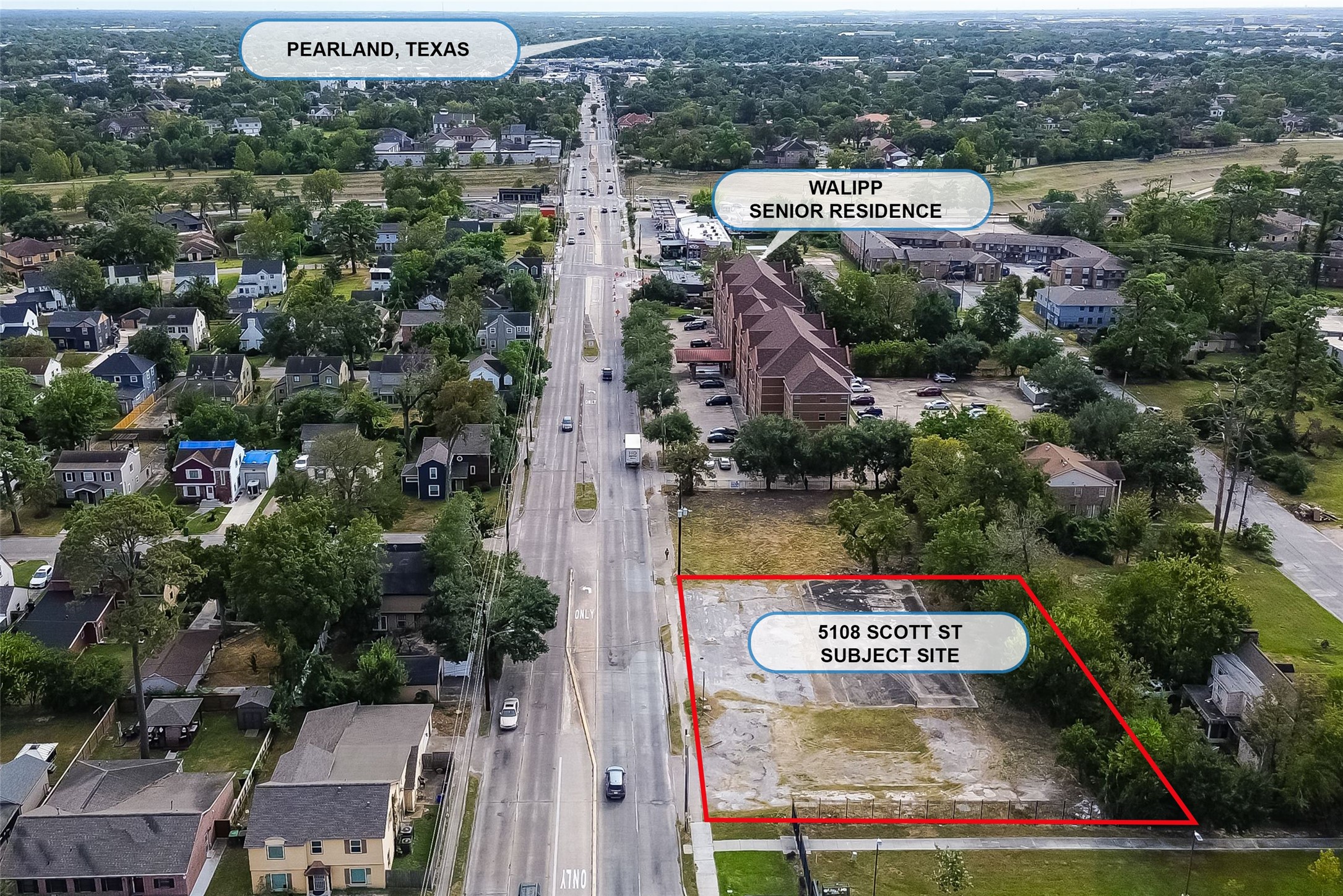 5108 Scott Street Houston, TX 77004 - Photo 2 of 4 an aerial view of residential houses and outdoor space