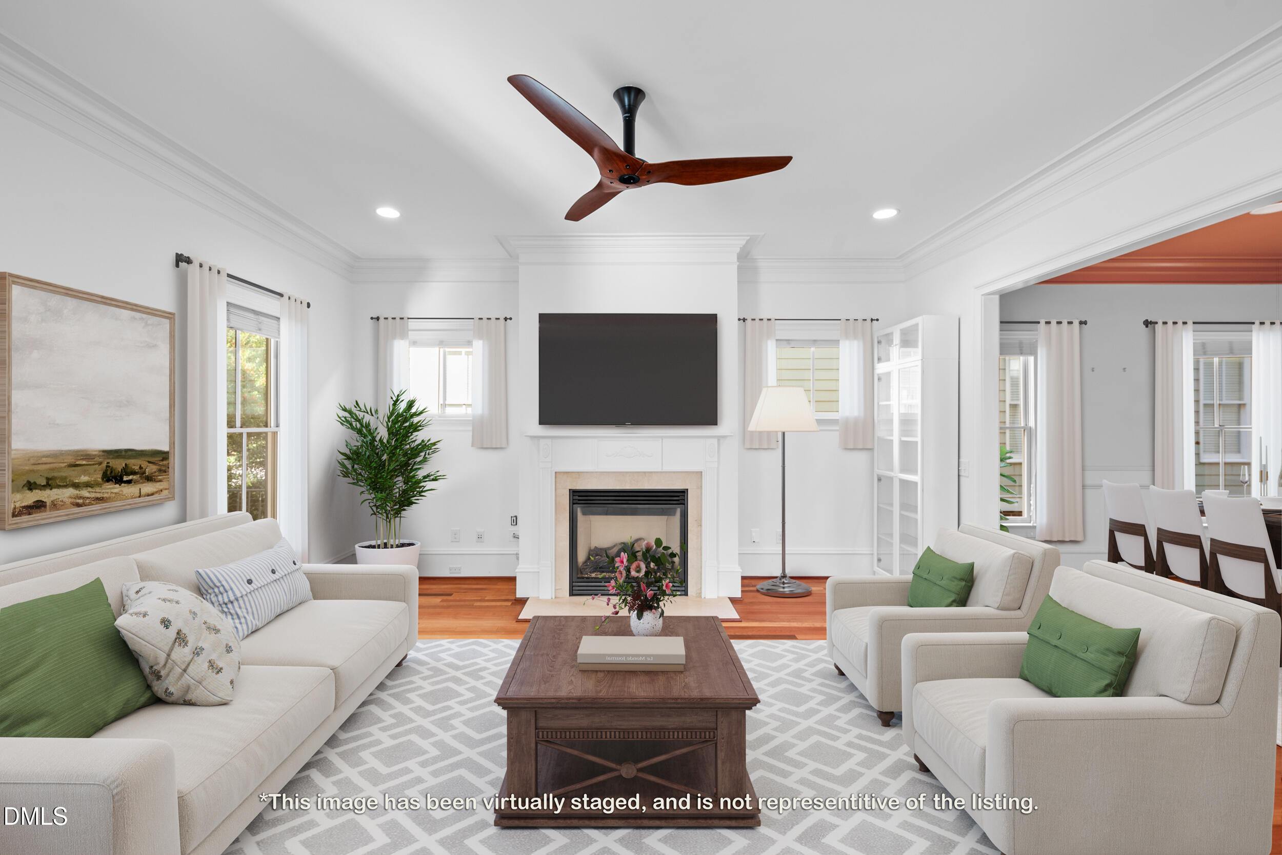 3100 Raymond Street Raleigh, NC 27607 - Photo 5 of 50 a living room with furniture a fireplace and a large window