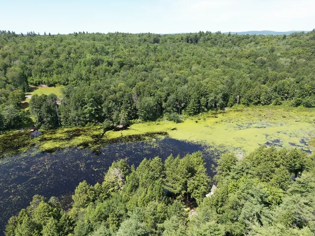 a view of a lake with a yard