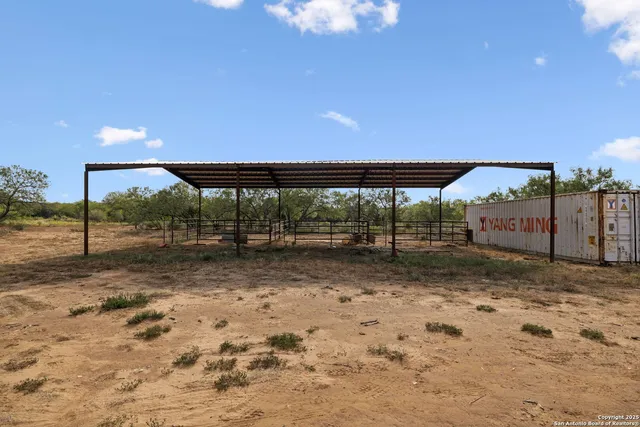 a view of a yard with a slide