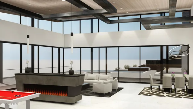 a living room with patio furniture