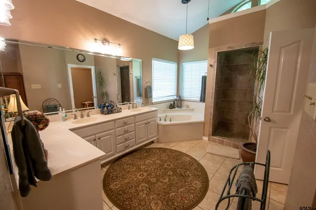 a bathroom with a sink a toilet a mirror and shower