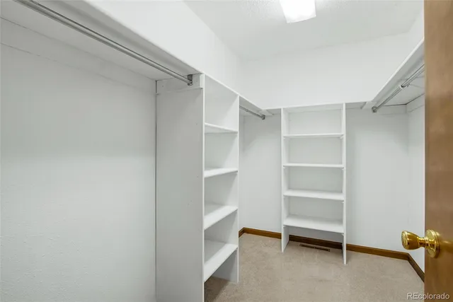 a view of room and closet area