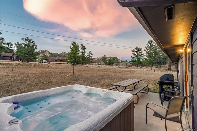 a view of a swimming pool with a lake