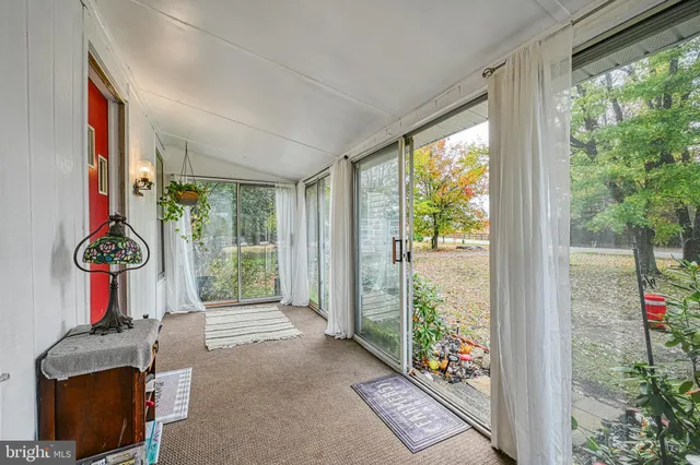 a room with window and yard