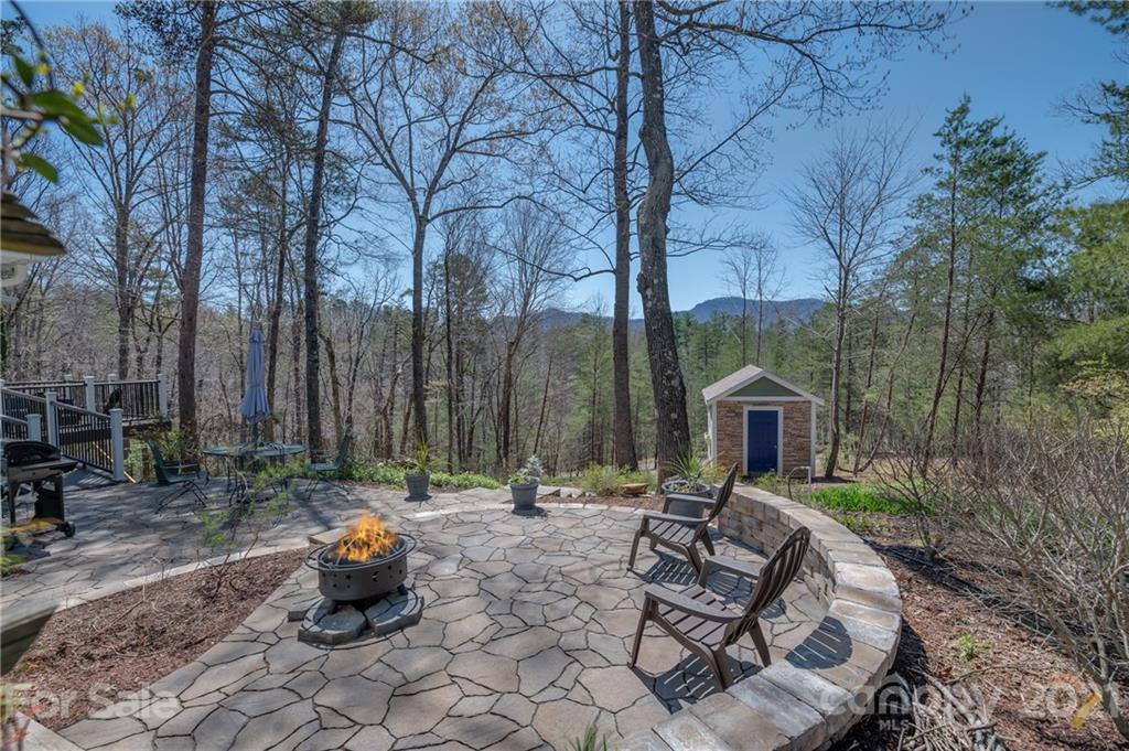 658 South Cove Road Mill Spring, NC 28756 - Photo 42 of 46 a backyard of a house with table and chairs
