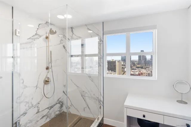 a bathroom with a shower