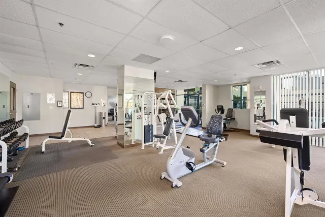 a view of a room with gym equipment