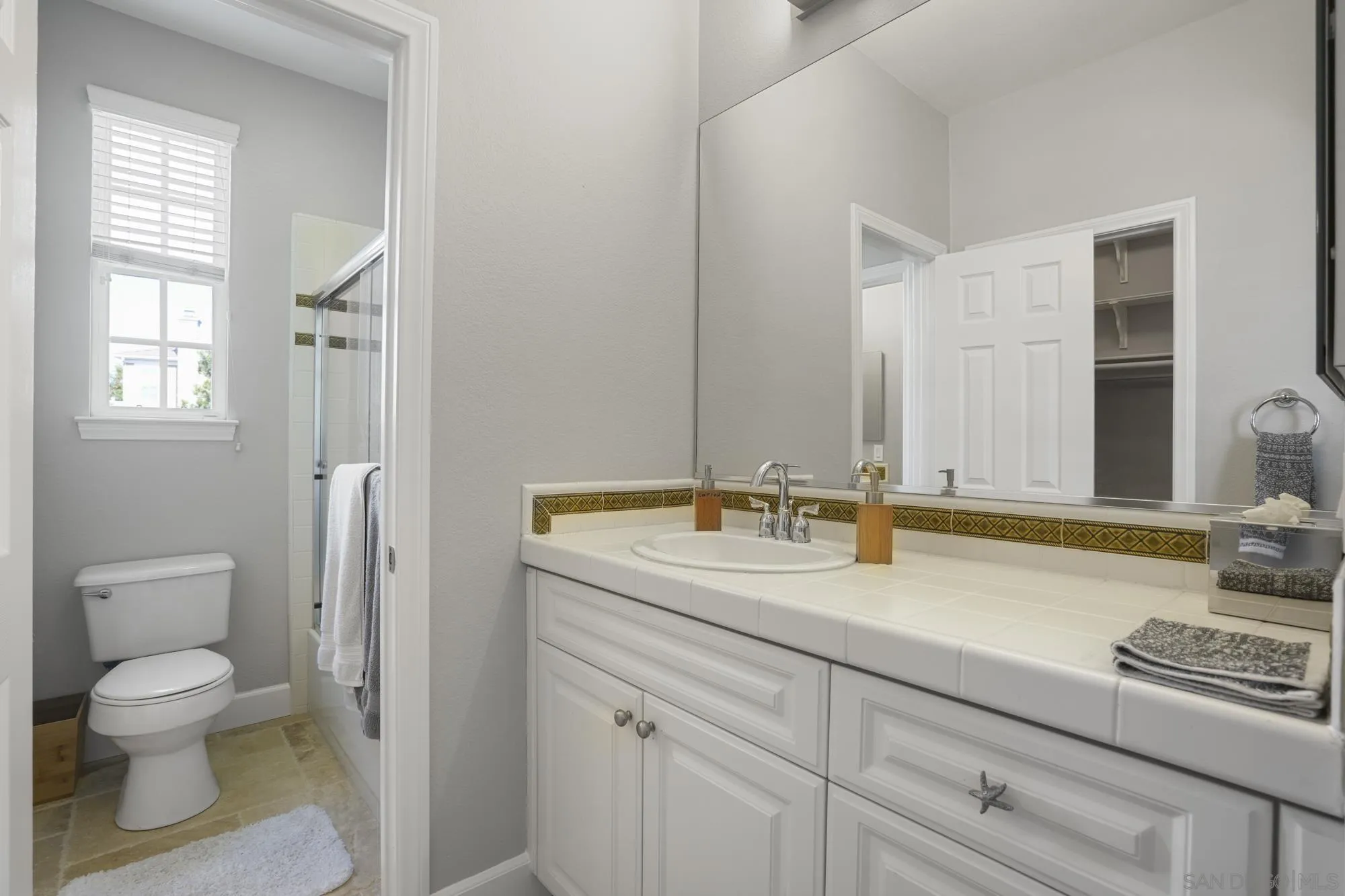 684 Cypress Hills Drive Encinitas, CA 92024 - Photo 34 of 43 a bathroom with a toilet sink and mirror