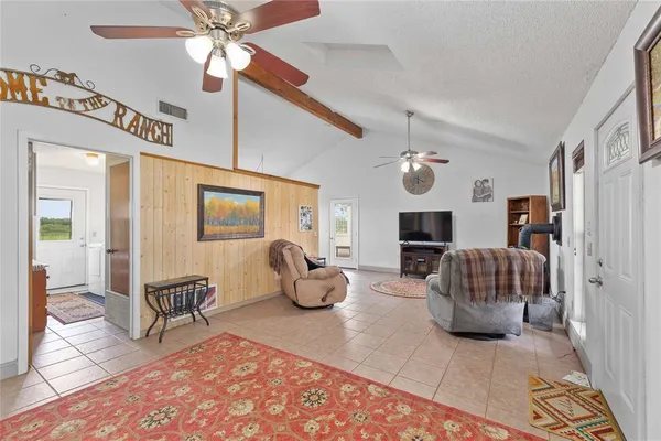 a living room with furniture