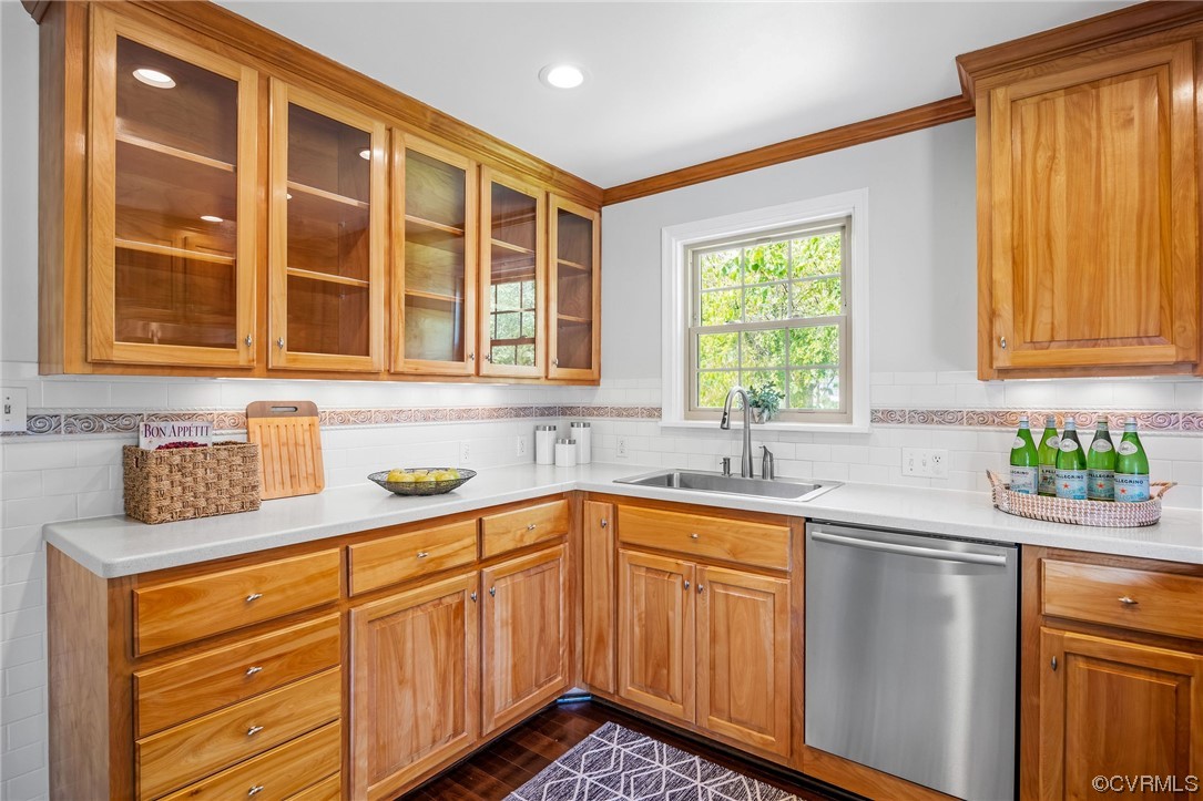 3917 Brook Road Richmond, VA 23227 - Photo 15 of 41 a kitchen with stainless steel appliances granite countertop white cabinets a sink and a window