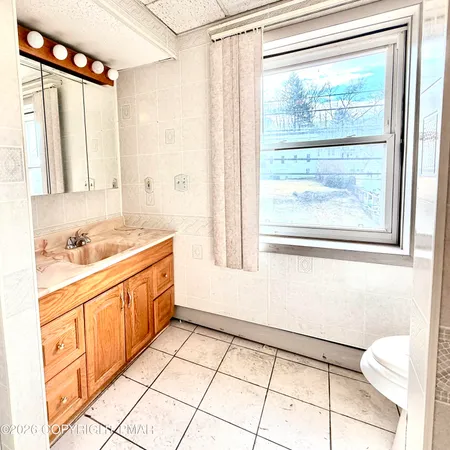 a bathroom with a sink a mirror and a shower