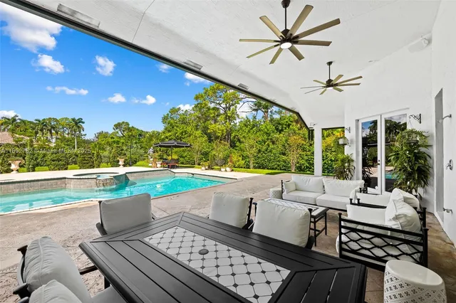 a outdoor living space with furniture