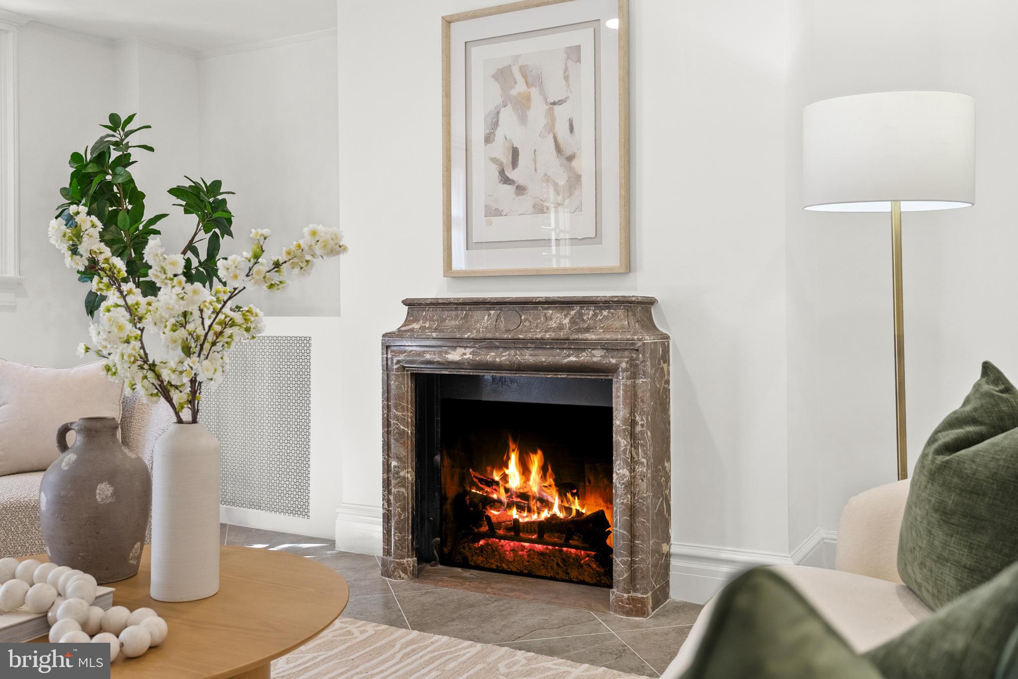 2125 Bancroft Place Northwest Washington, DC 20008 - Photo 5 of 48 a living room with furniture and a fireplace