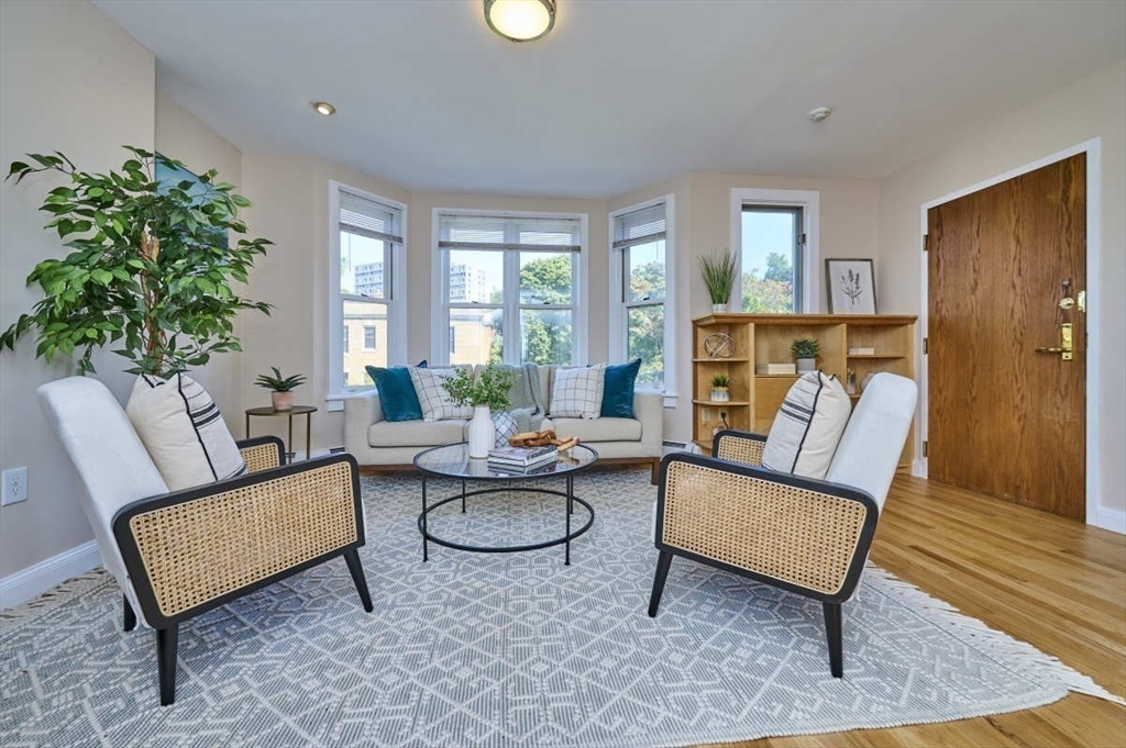 626 Washington Street, Unit 4 Brookline, MA 02446 - Photo 2 of 37 a living room with furniture and a potted plant