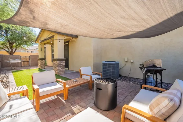 a outdoor space with patio furniture