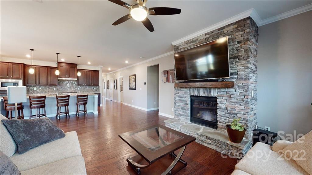 1137 Ellington Downs Way Monroe, NC 28110 - Photo 4 of 23 a living room with furniture a flat screen tv and a fireplace