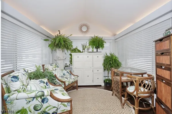 a front view of a house with patio