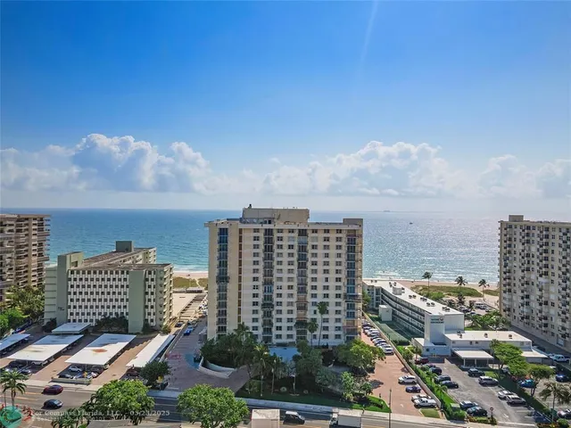 a city view with tall buildings