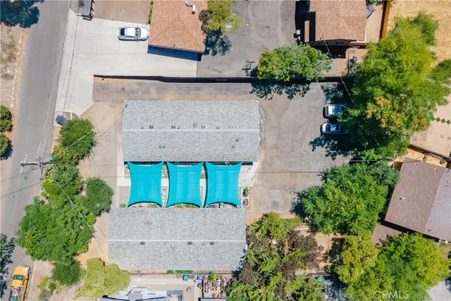 an aerial view of a house