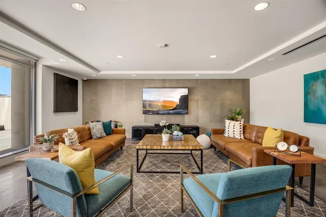 a living room with furniture