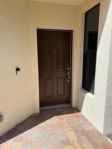 a view of wooden door