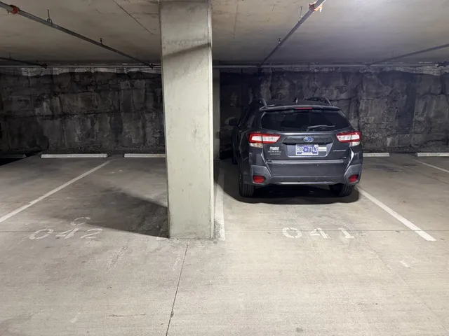 a view of a car in garage