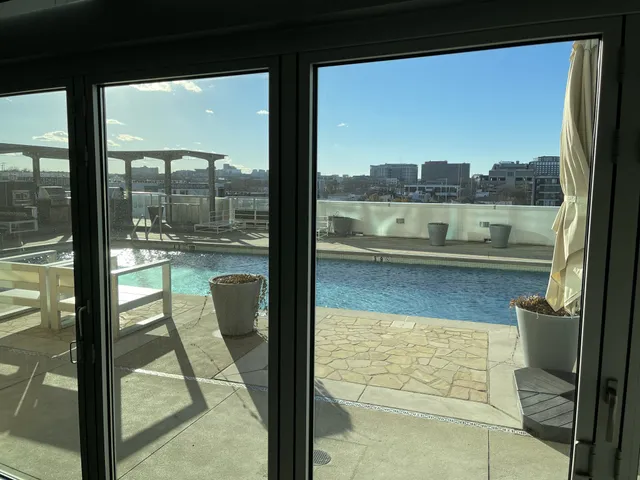 a view of a glass door