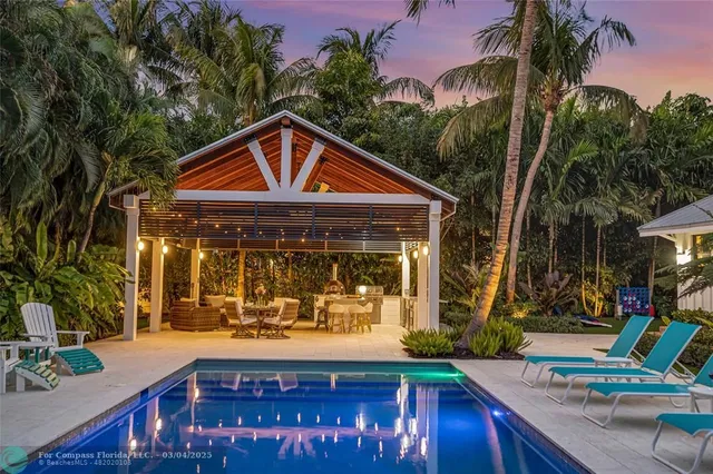 an outdoor space with fountain