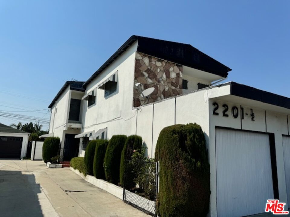 a view of a black and white wall of the house