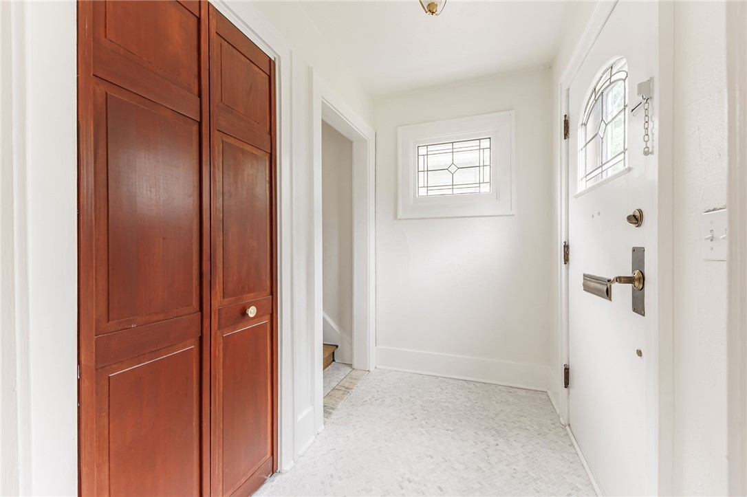 55 Elm Drive Rochester, NY 14609 - Photo 2 of 31 Updated Foyer with leaded glass window, marble floor & coat closet