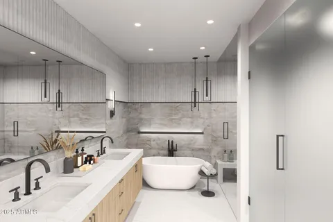 a bathroom with a bathtub