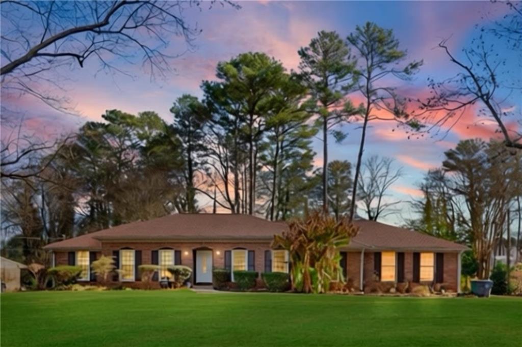 a view of a big yard with plants and trees
