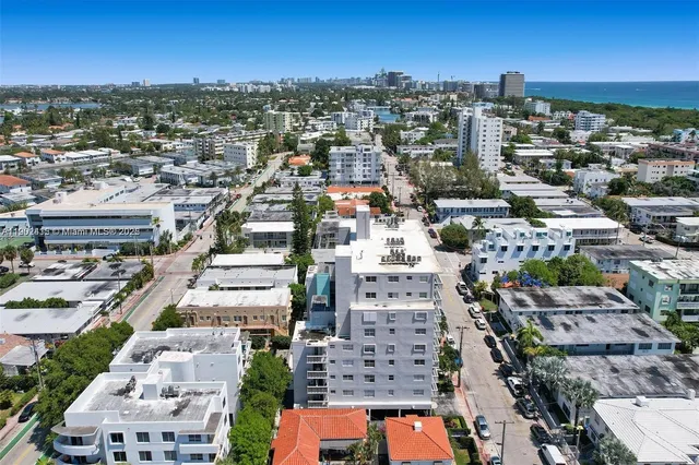 an aerial view of a houses with outdoor space and trees