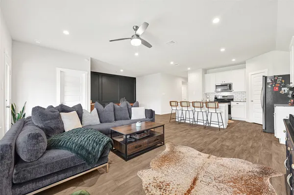a living room with furniture