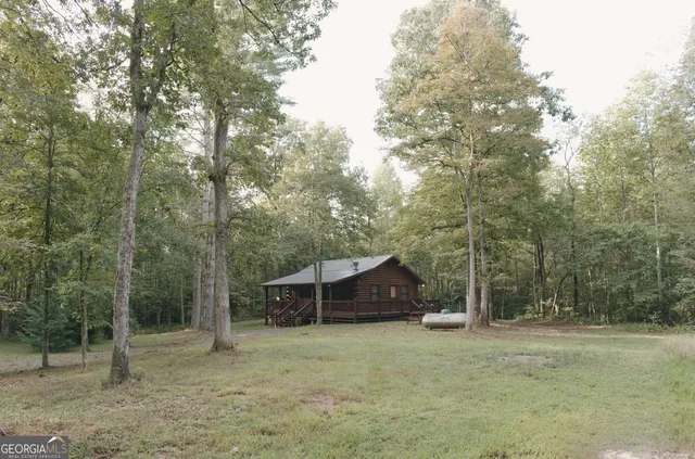a view of a yard with a tree