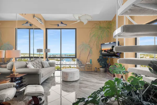 a living room with furniture