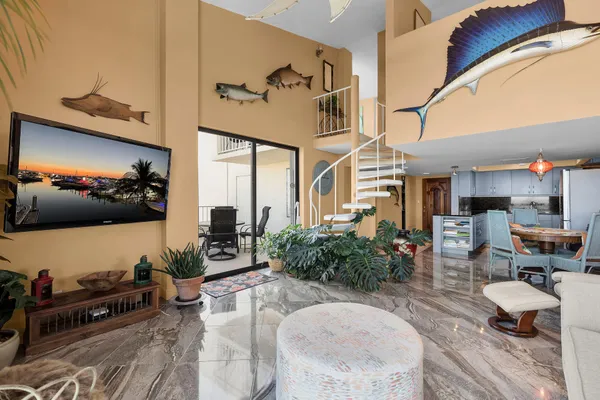 a view of wooden balcony