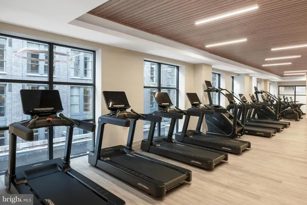 a view of a room with gym equipment
