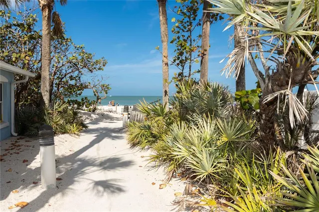 a view of a building with a bench