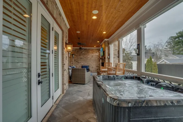 a view of a bathroom with washing machine