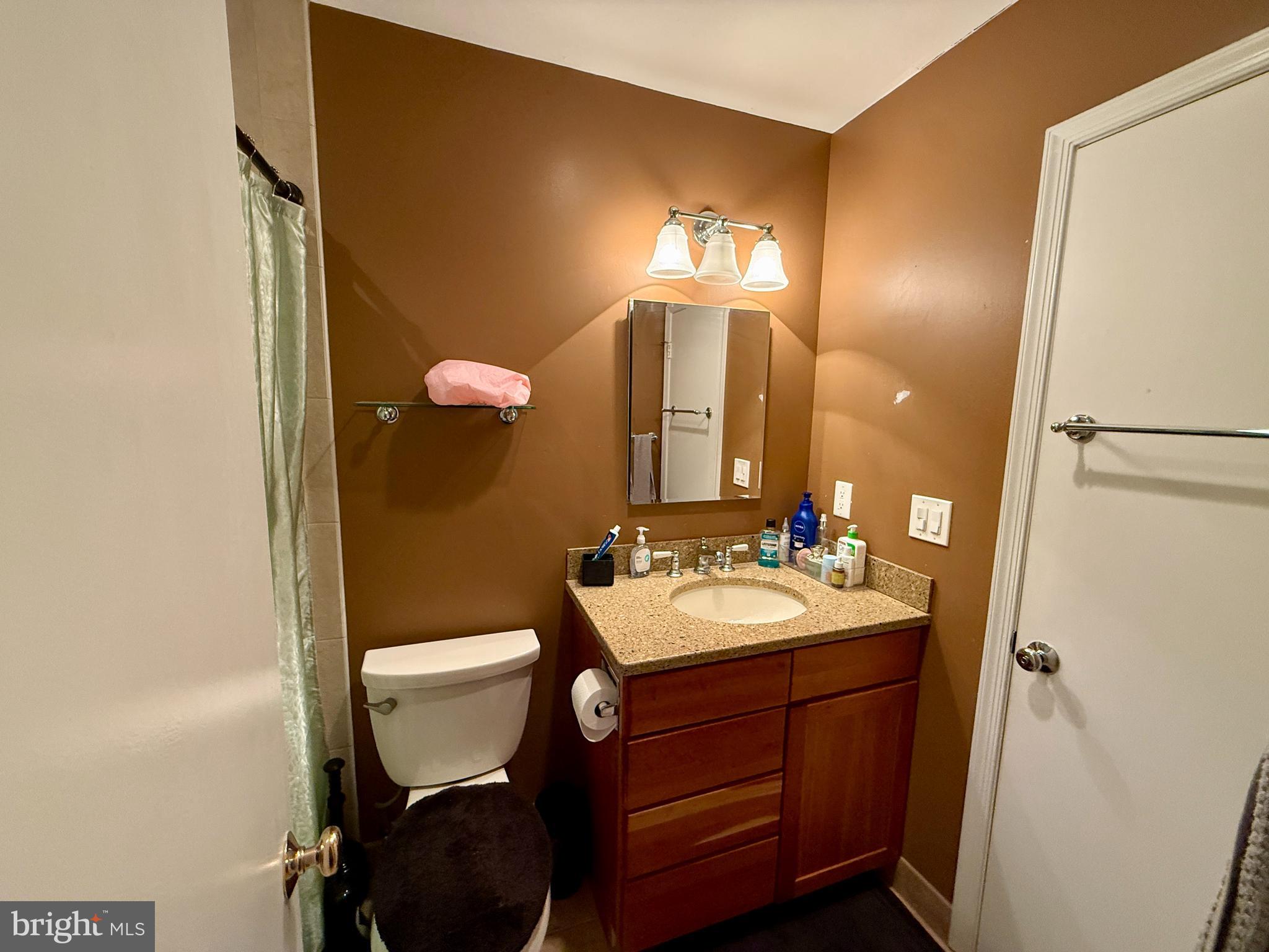 2454 South Walter Reed Drive, Unit D Arlington, VA 22206 - Photo 8 of 11 a bathroom with a sink vanity mirror and toilet
