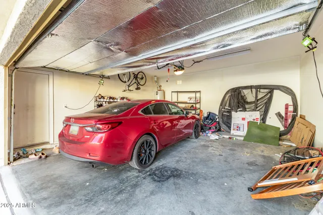 a view of a car in garage